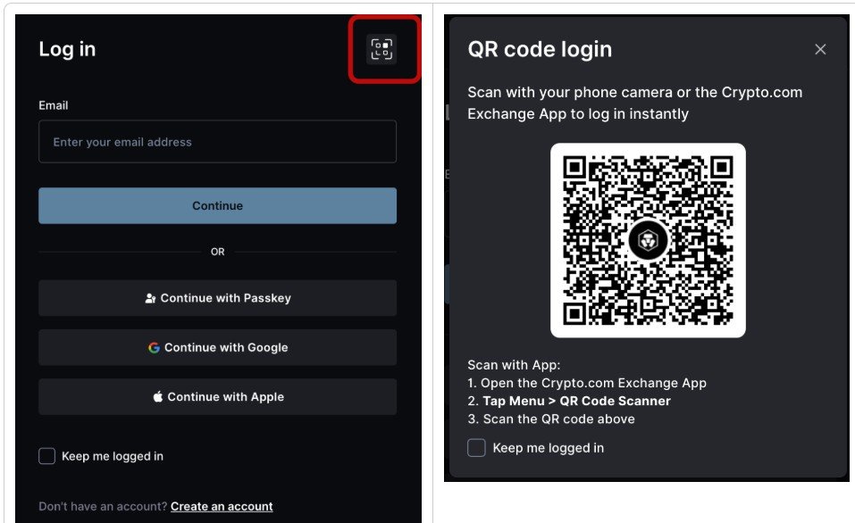 Crypto login barcode and QR code scanner authentication interface on desktop